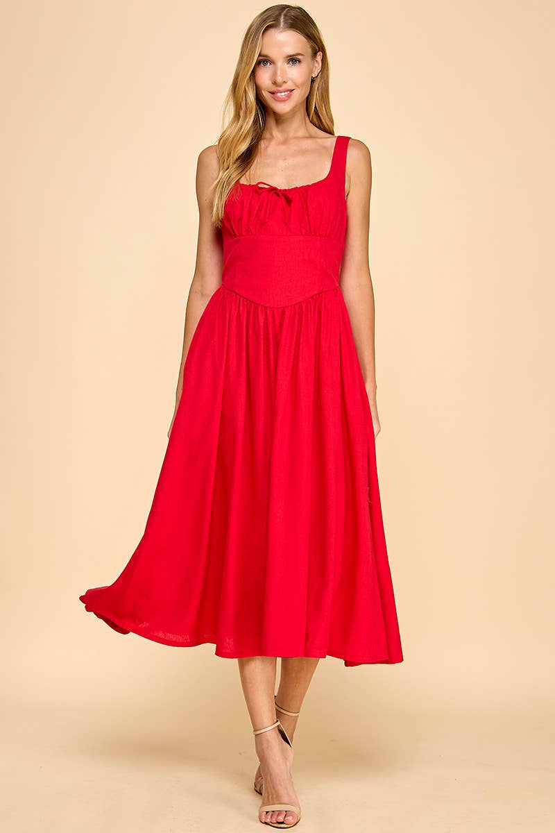 green emerald velvet dress Front Bow Detail Flowy Hem Midi Dress – Glow
