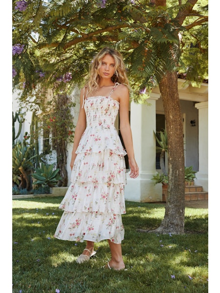 Olive Tiered Midi Dress