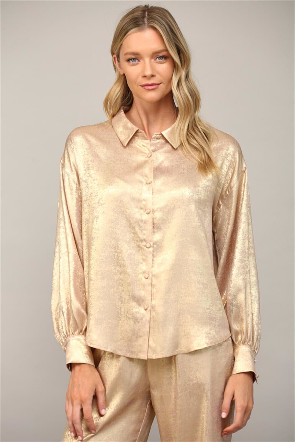 Metallic Button Down Shirt
