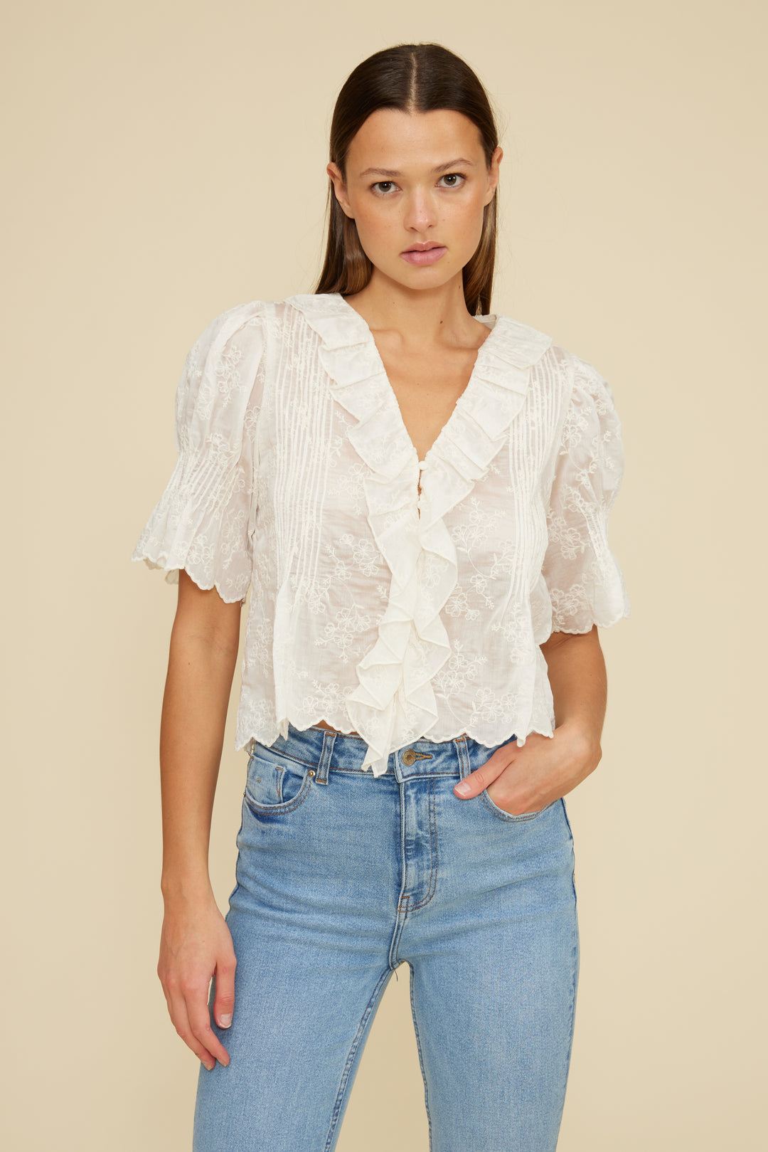 Celeste Ivory Ruffle Top