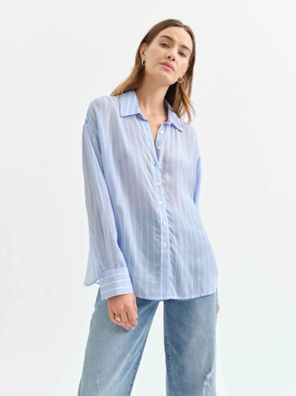 Castle Stripe Lotus Back Sleeve Shirt