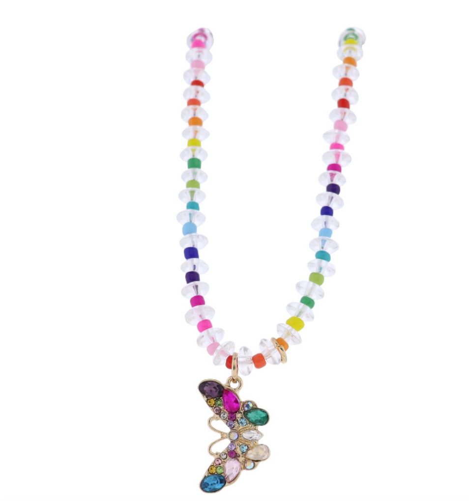 Kids Clear Multi Butterfly Necklace