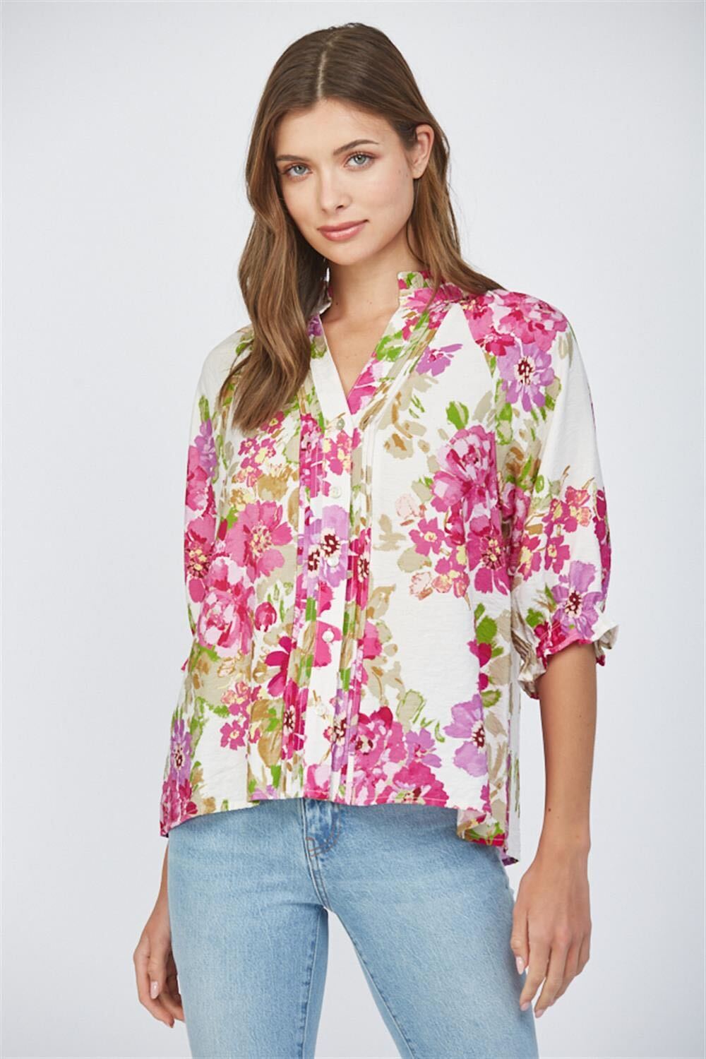 Cream Floral Print Blouse