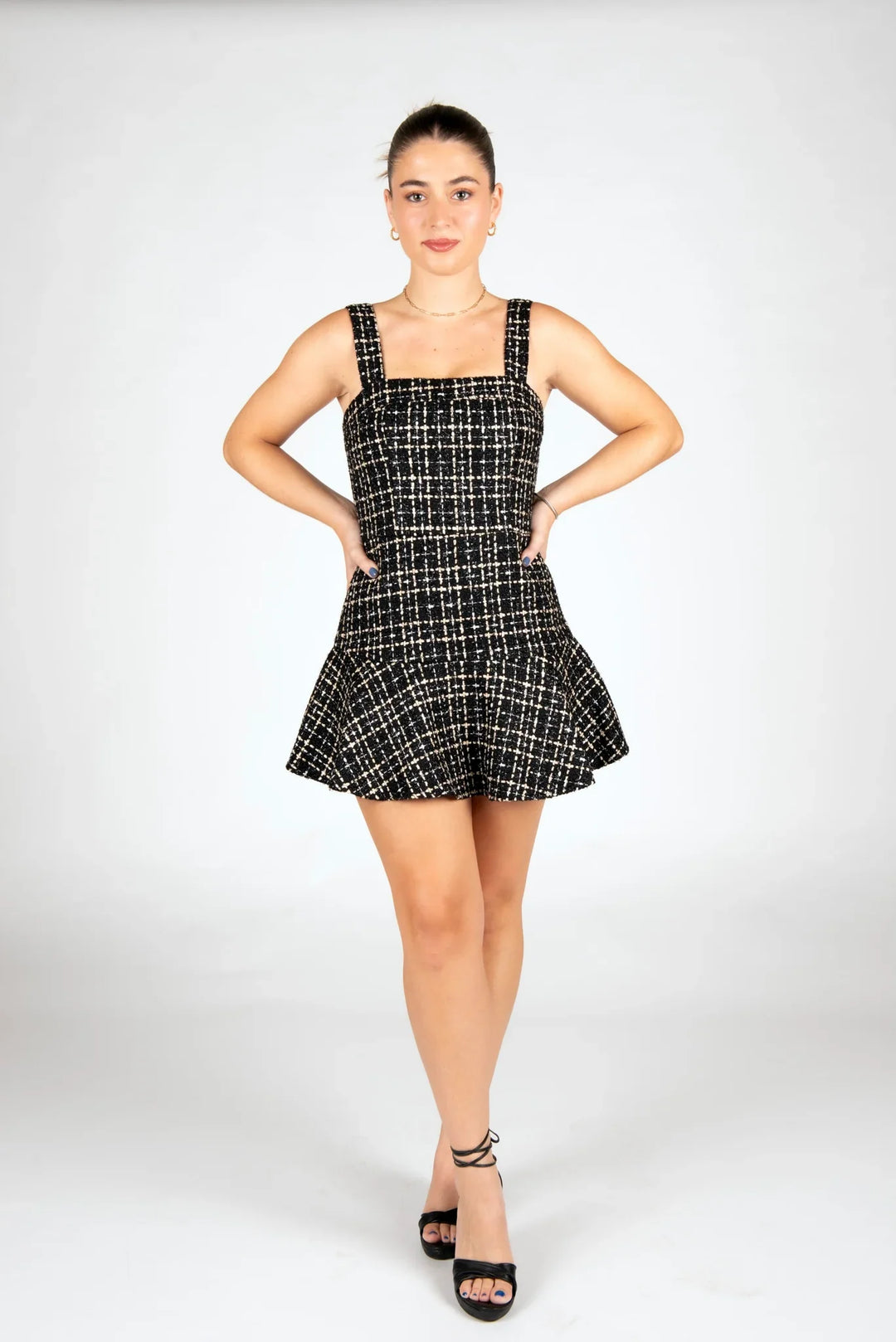 Sincerely Ours Black Tweed Midi Dress