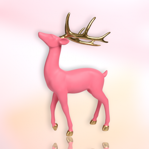 Bright Pink Deer w/Gold Antlers