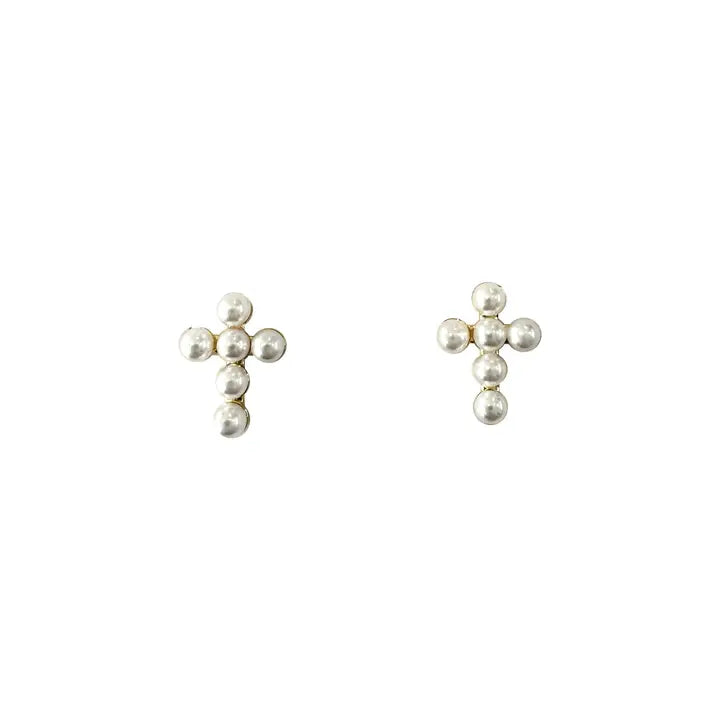 Mini Pearl Cross Stud