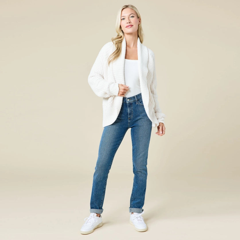 Waffle Marshmallow Cocoon Cardigan