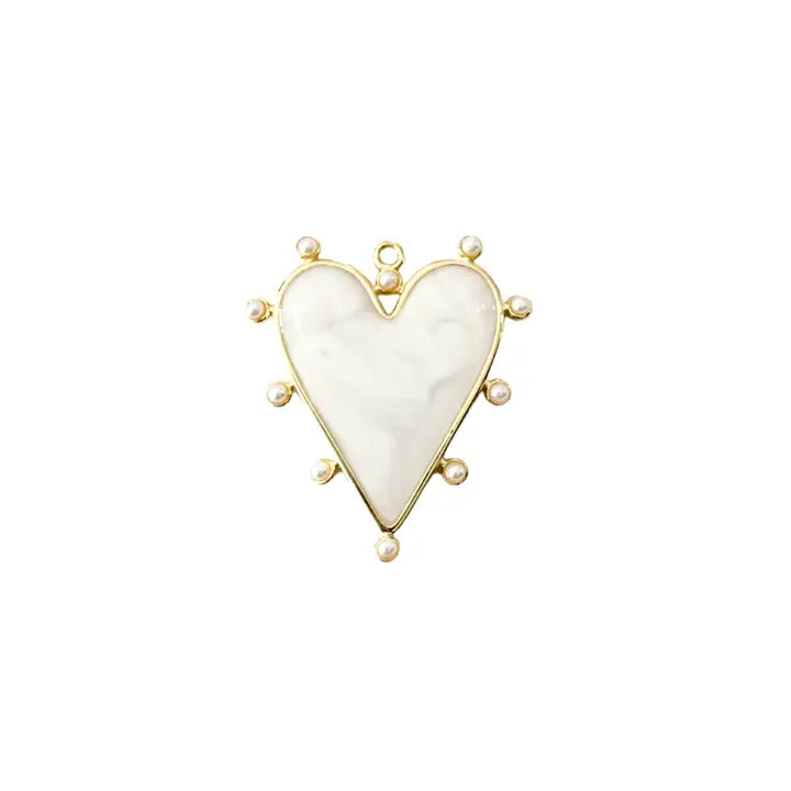 Barry Heart White Pearl Scarf Charm