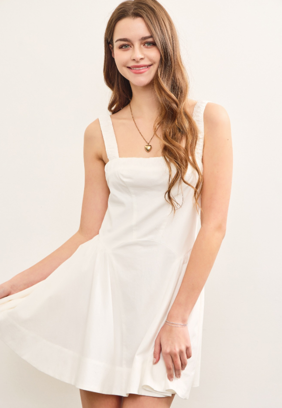 Ruched Waist Shirring Flare Dress