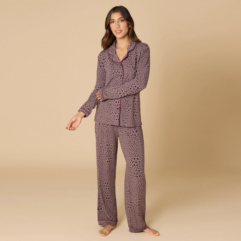 Aria Sleep Soft Slim Notch Collar PJ Set