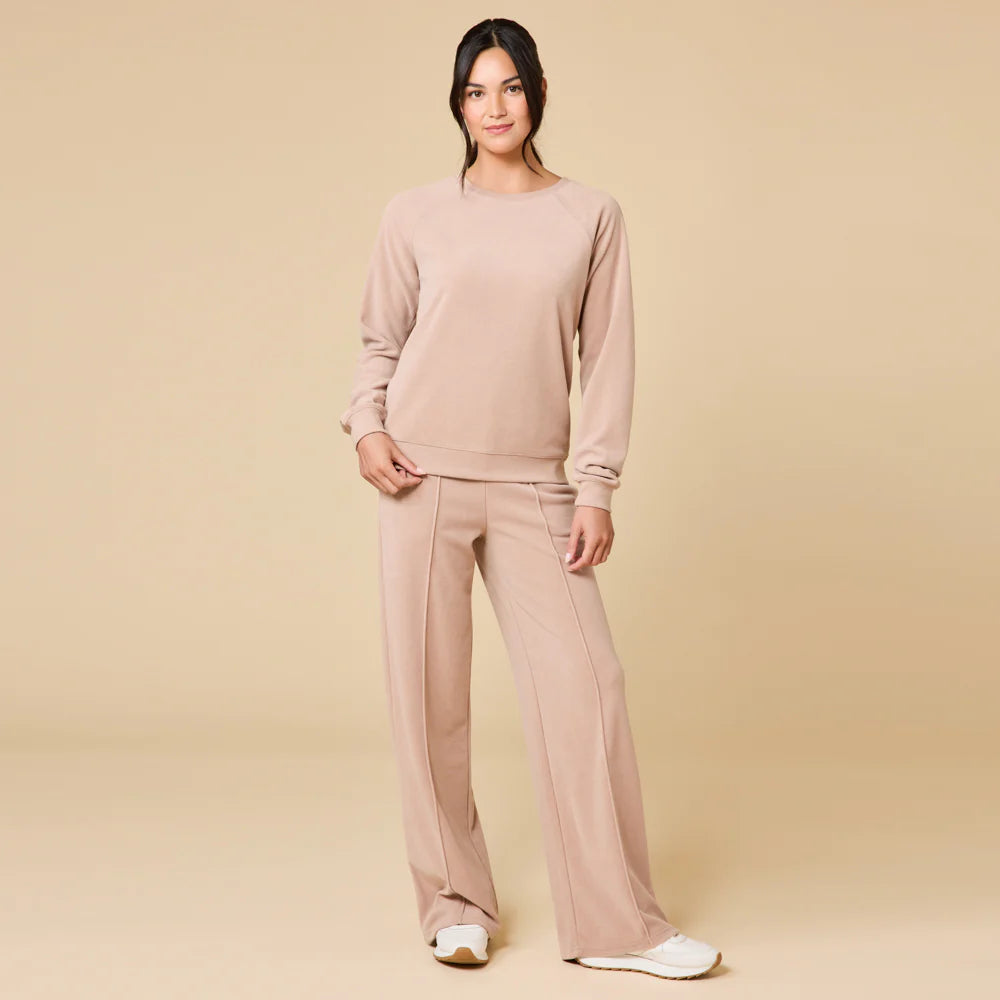 Vintage Velvet Raglan Crew Neck with Pintuck Pant
