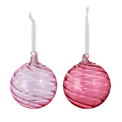 4" Pink Blown Glass Ball Ornament