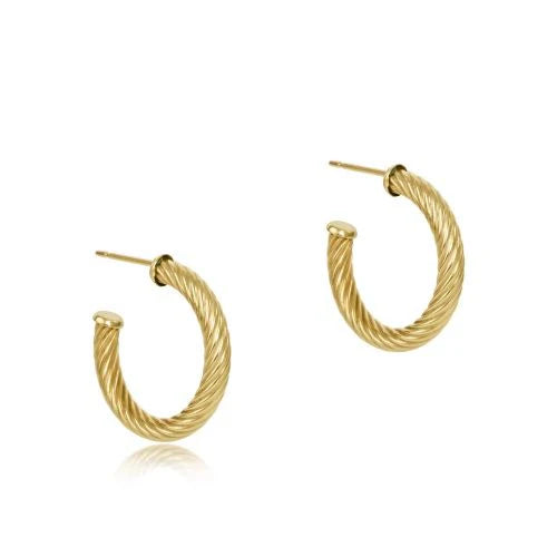 Round Gold 0.5" Post Hoop - 4mm - Textured Twist