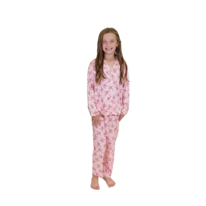 Kids Christmas Candy Silky Satin Pajama Long Sleeve Set