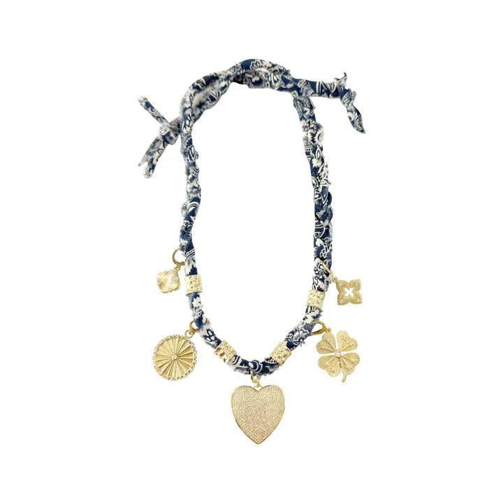 Taryn Multi Charm Bandana Scarf Necklace