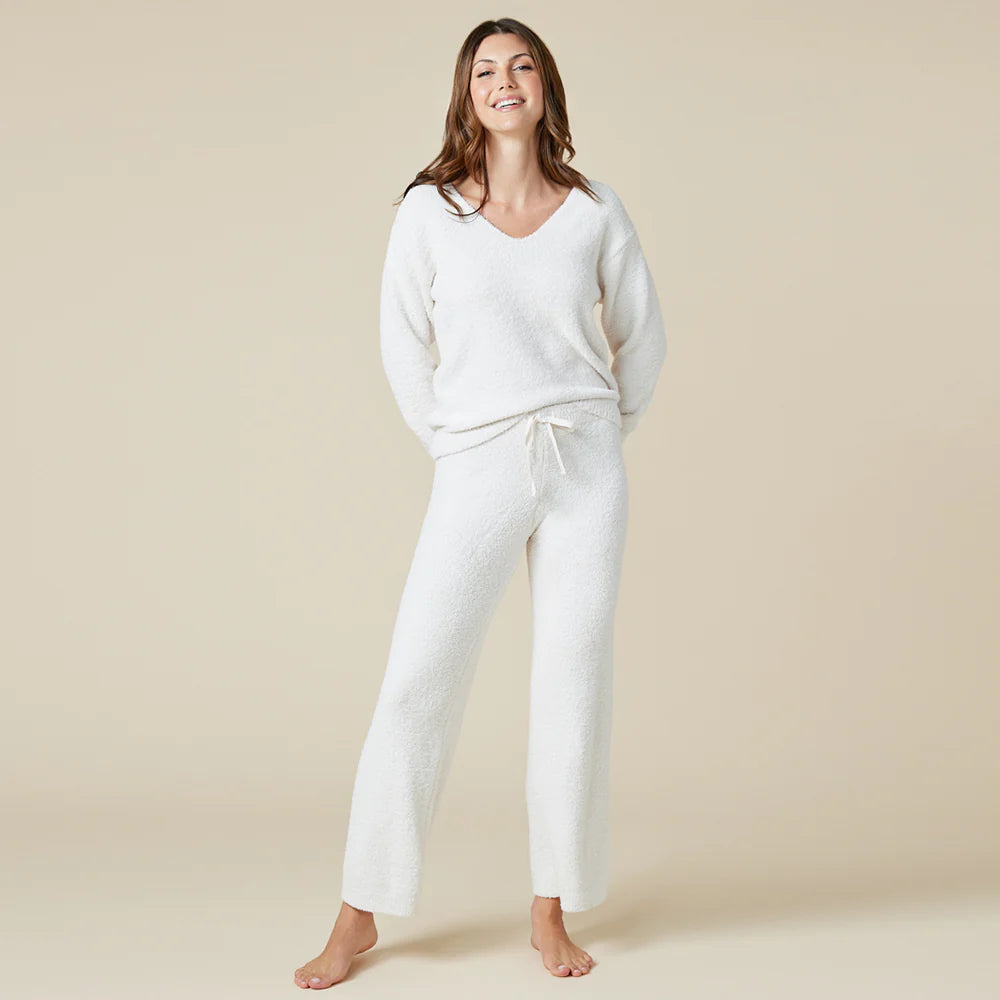 Solid Marshmallow V-Neck Lounge Set
