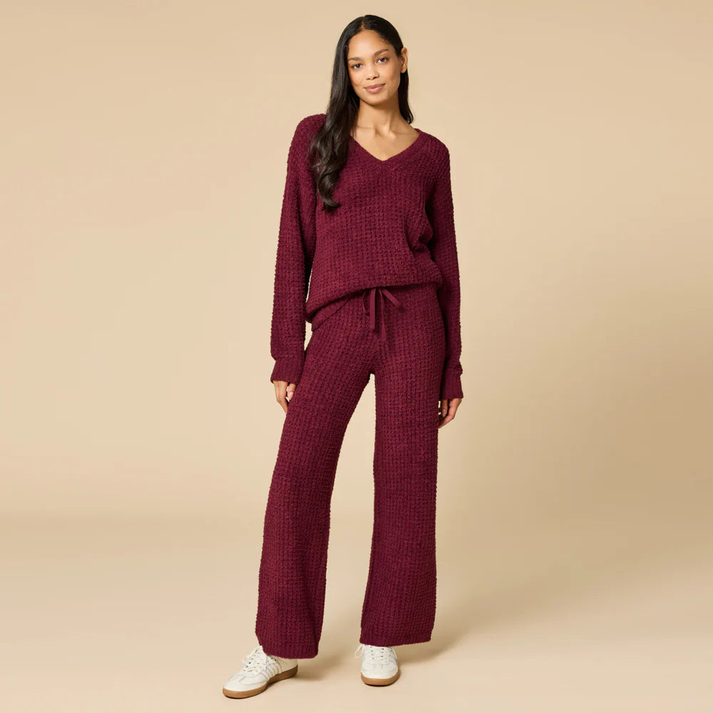 Waffle Marshmallow V-Neck Luxe Lounge Set