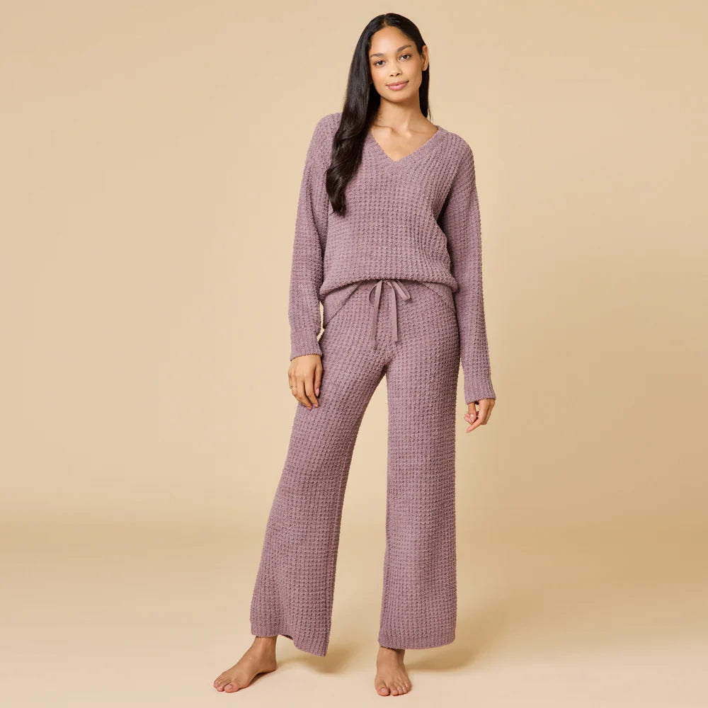 Waffle Marshmallow V-Neck Luxe Lounge Set