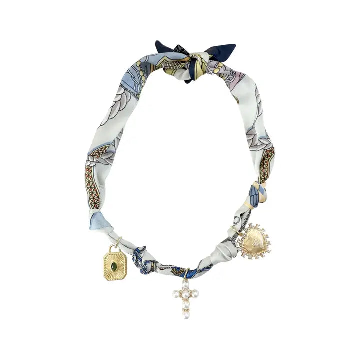 Caroline Multi Charm Scarf Necklace