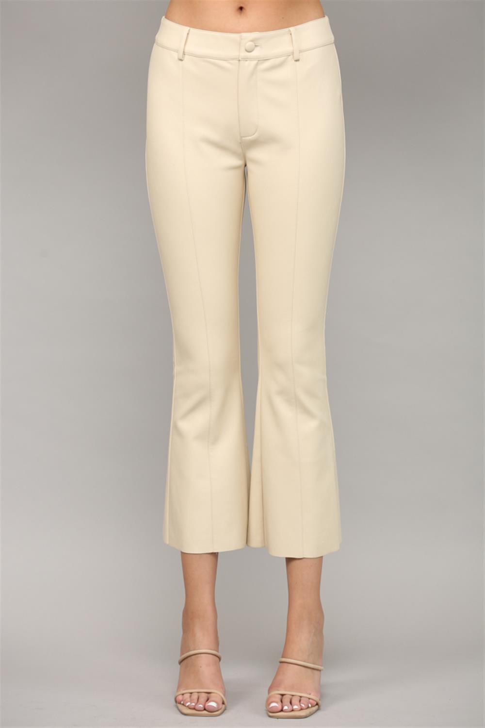 Ecru Faux Leather Pants L Ecru Faux Leather Pants L