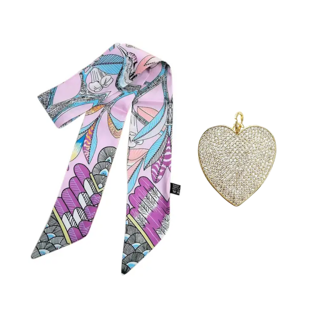 Scarf E Necklace with Leah Heart Charm