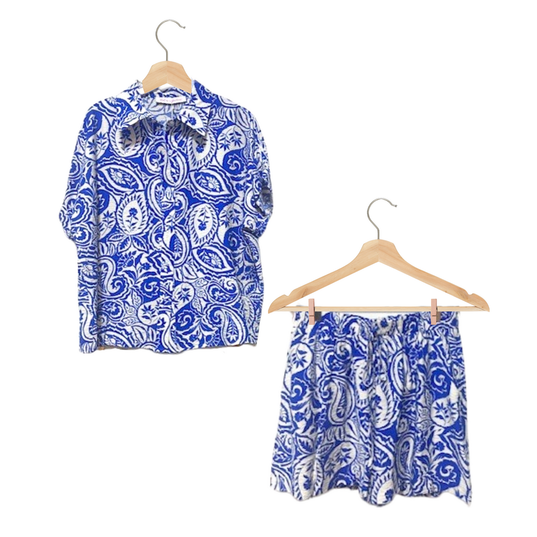Athena Blue Paisley Top