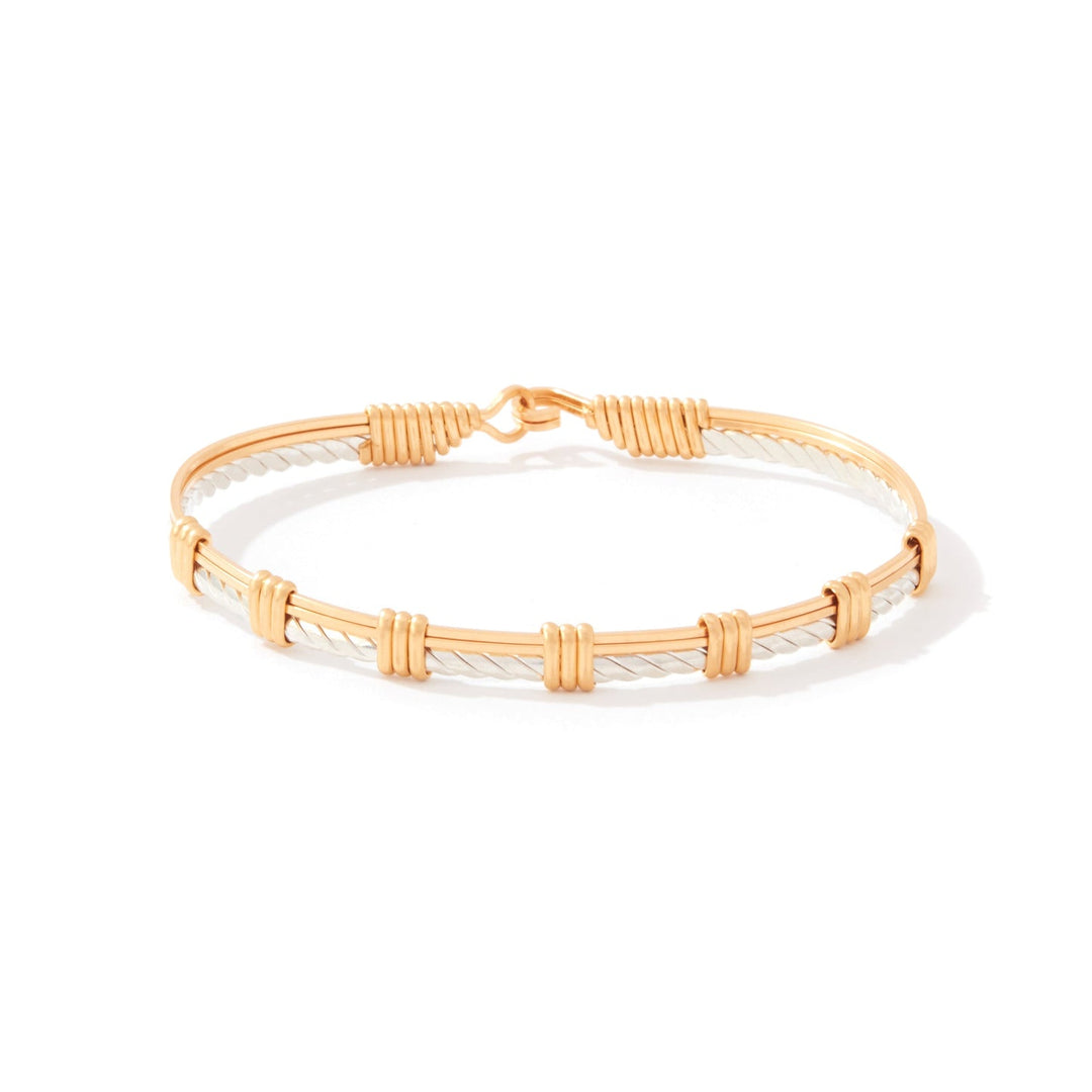 Together We Can Ronaldo Gold Wire and Silver Bar Bracelet