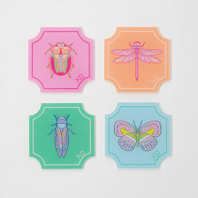 chi omega flutter acrylic coasters