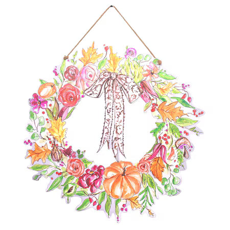 Rose & Pumpkin Wreath PVC Door Hanger
