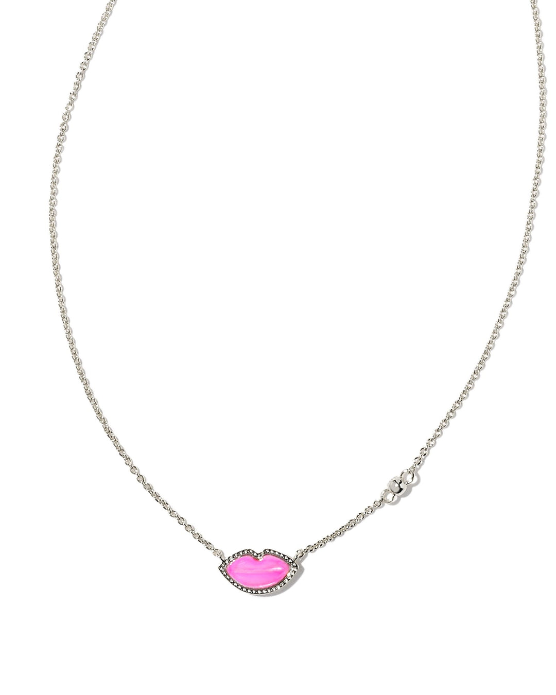 Rhodium Lips Pendant Necklace