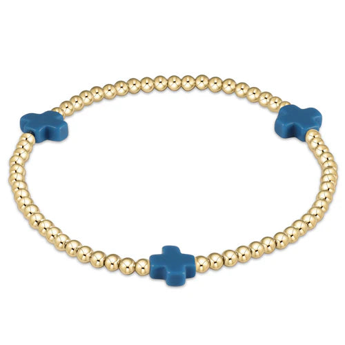Enewton Signature Cross Gold Pattern 3mm Bead Bracelet