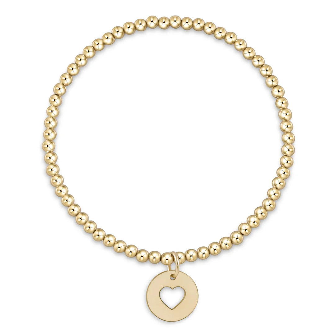 Extends Classic Gold 3mm Bead Bracelet- Love Gold Disc