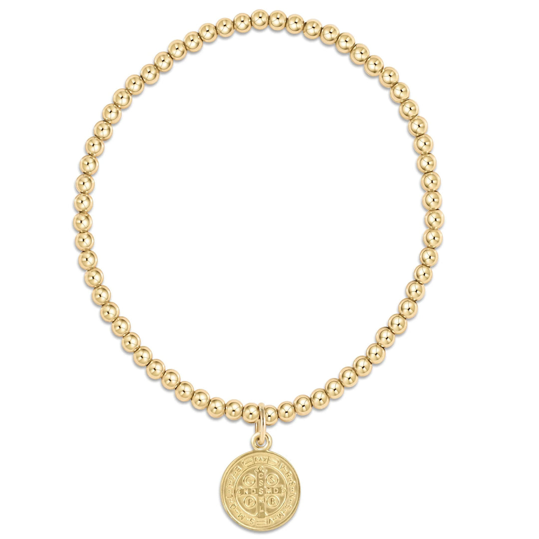Extends Classic Gold 3mm Bead Bracelet- Blessing Gold Disc