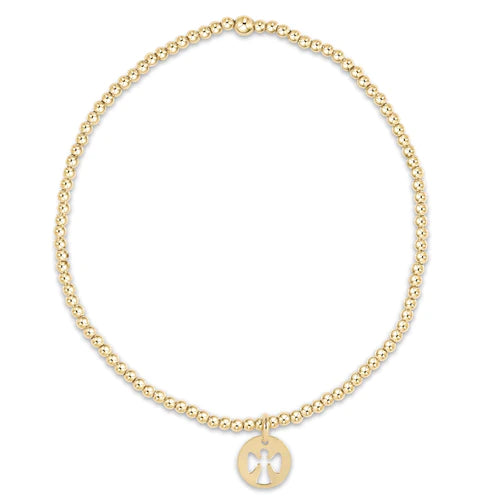 Egirl classic gold 2mm bead bracelet - guardian angel small disc
