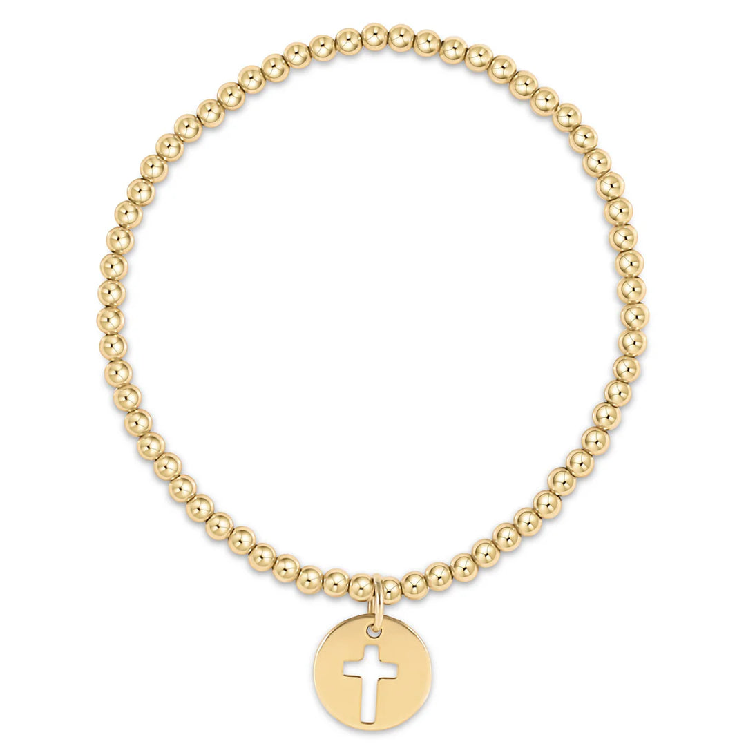 Extends Classic Gold 3mm Bead Bracelet- Blessed Gold Disc