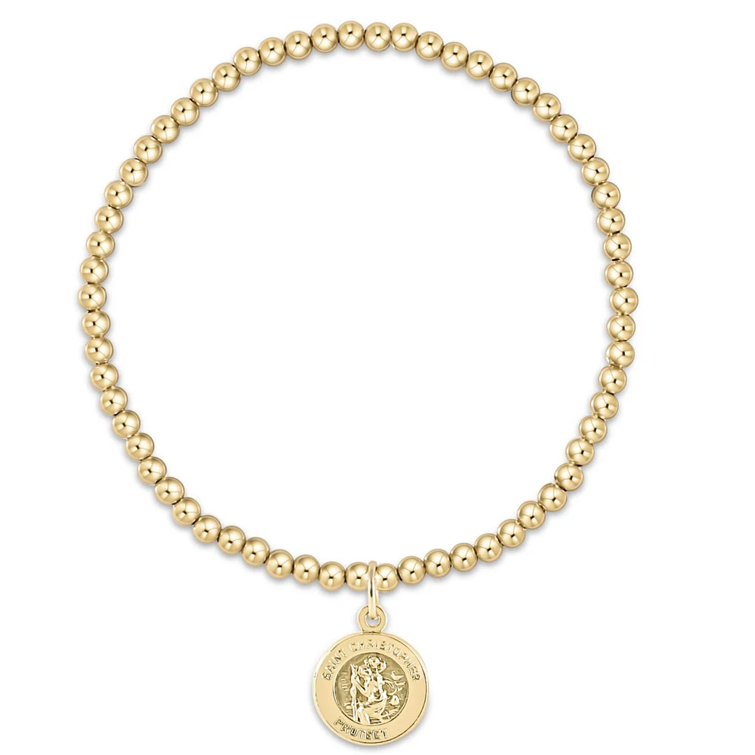 Extends Classic Gold 3mm Bead Bracelet- Protection Gold Disc