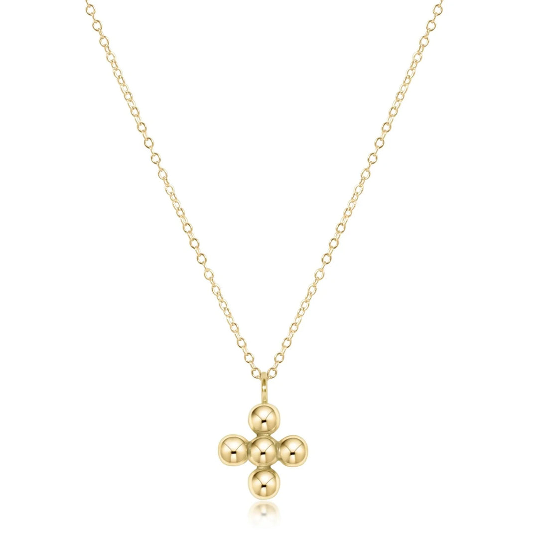 Enewton 16" necklace gold - classic beaded signature cross gold charm - 4mm bead gold