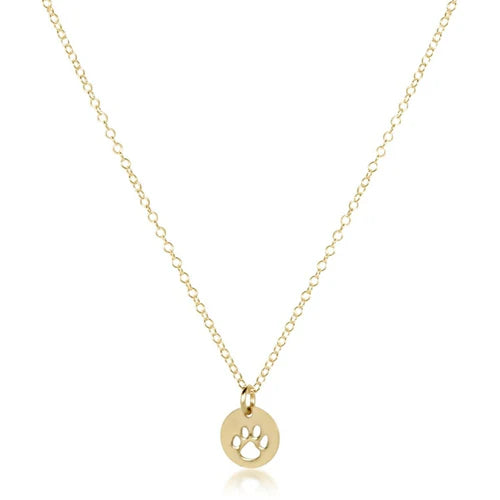16" Necklace- Paw Print Small Gold Disc