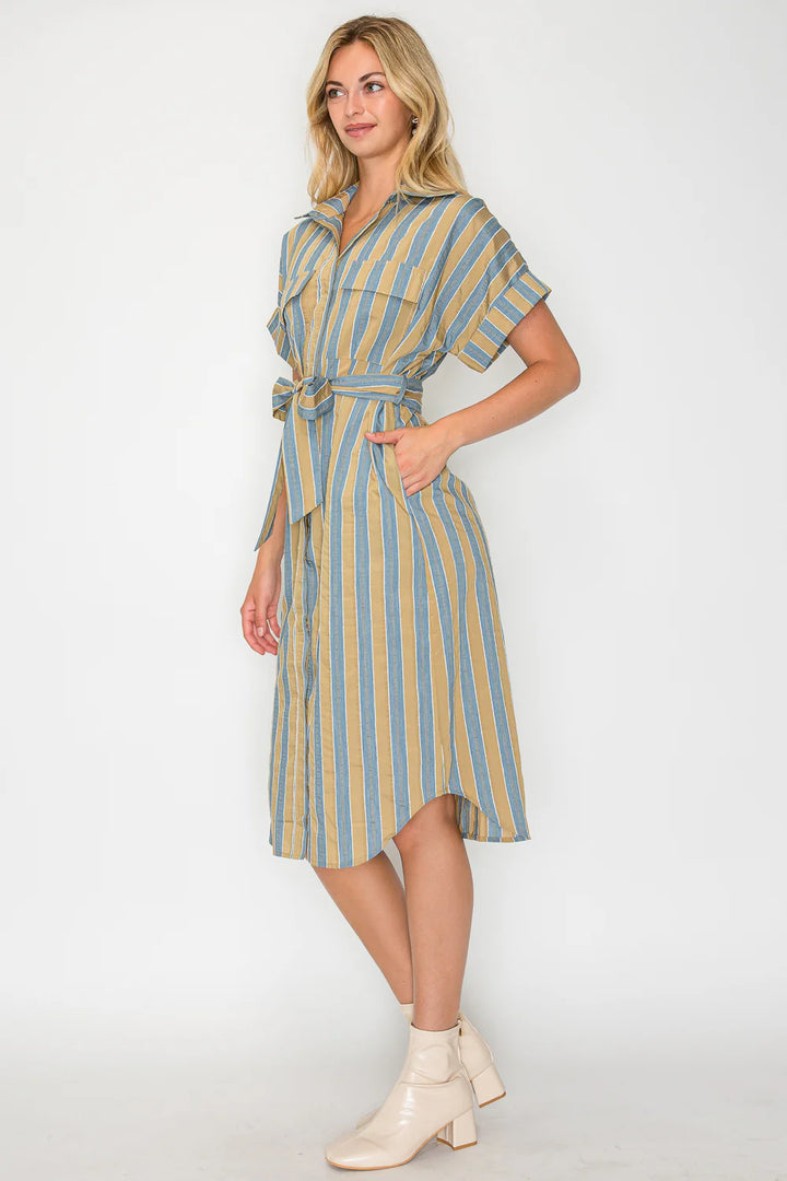 Hazel Fall Stripe Midi Dress