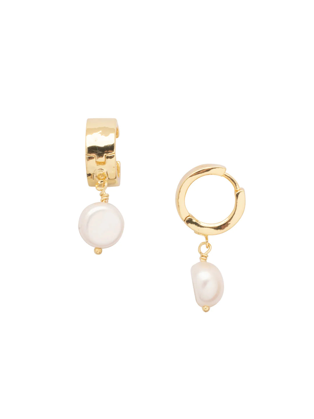 Pearl Huggie Hoop Earrings