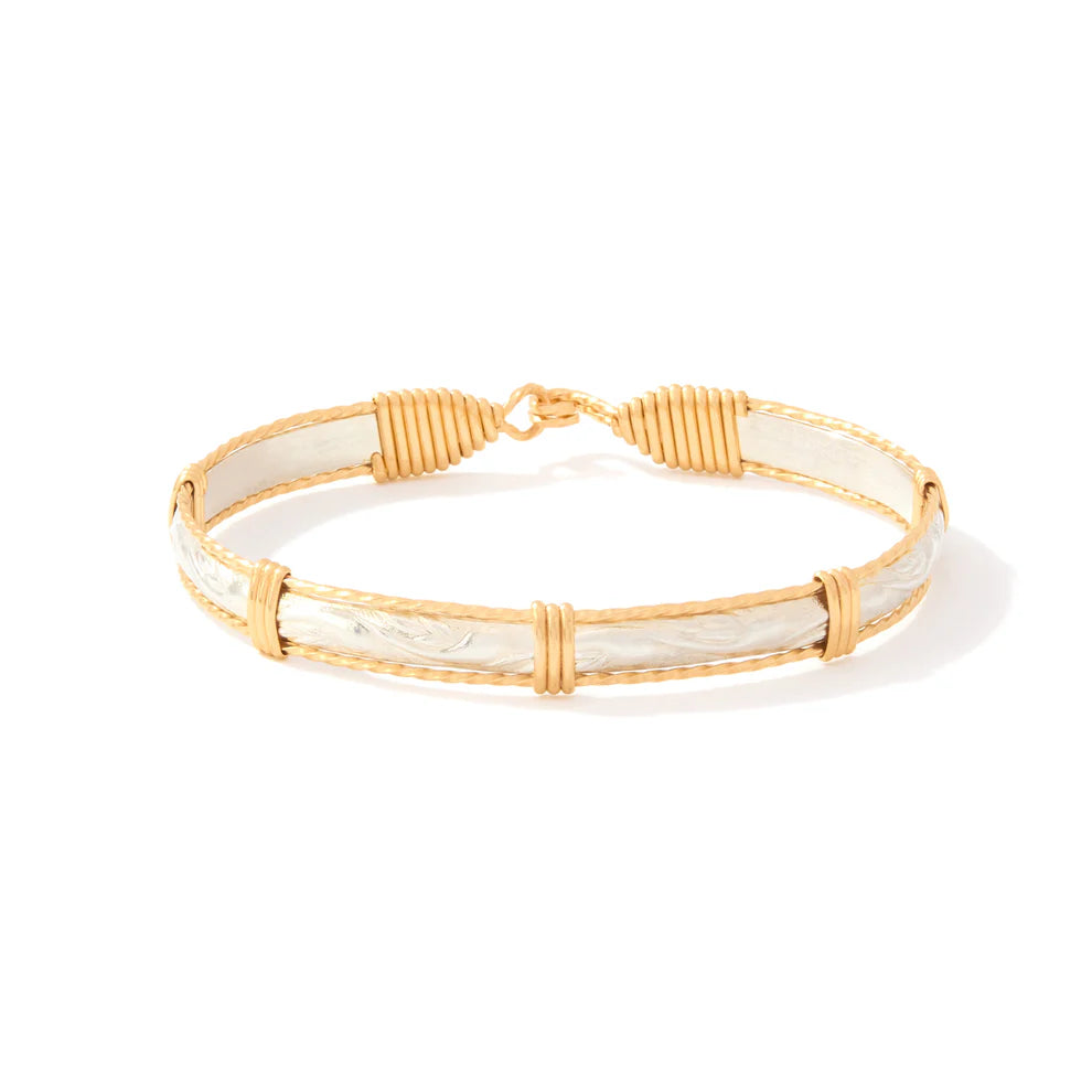 Ronaldo Purpose Sterling Silver Bar with Gold Artist Wire Bracelet