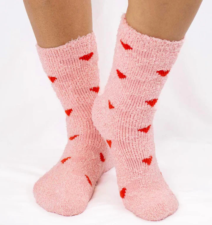 Kids Ticked Pink Fuzzy Socks