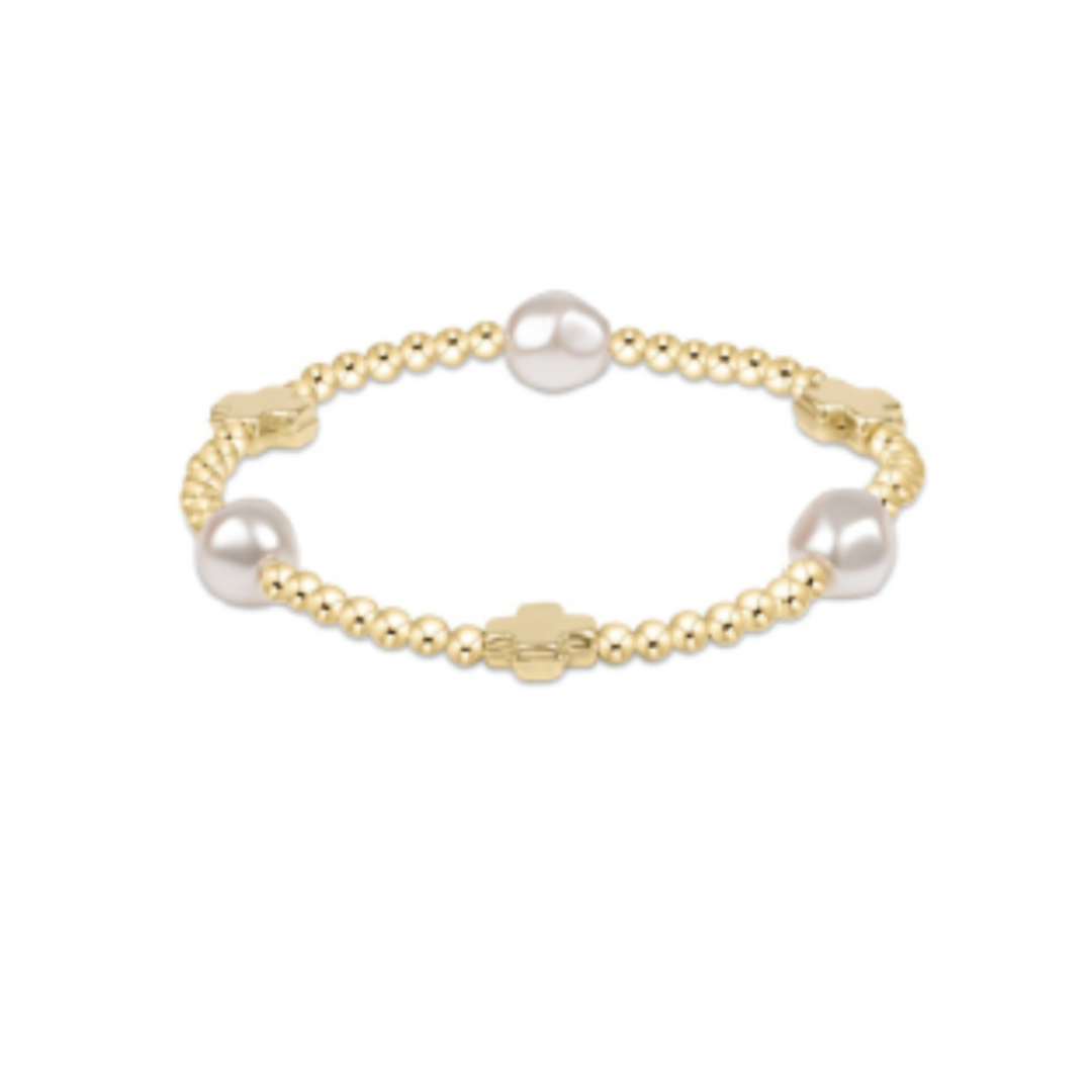 Signature Cross Admire Pattern 3mm Bead Bracelet - Gold