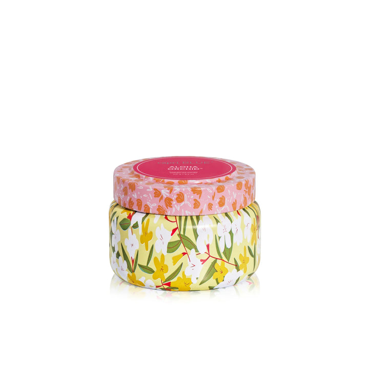 Aloha Orchid Pattern Play Printed Travel Tin Candle