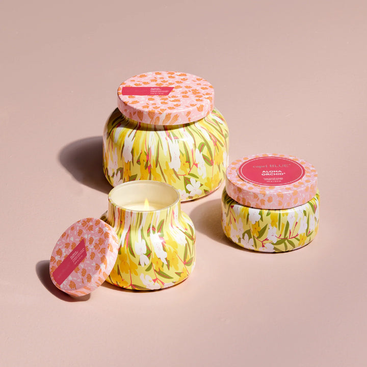 Aloha Orchid Pattern Play Printed Travel Tin Candle