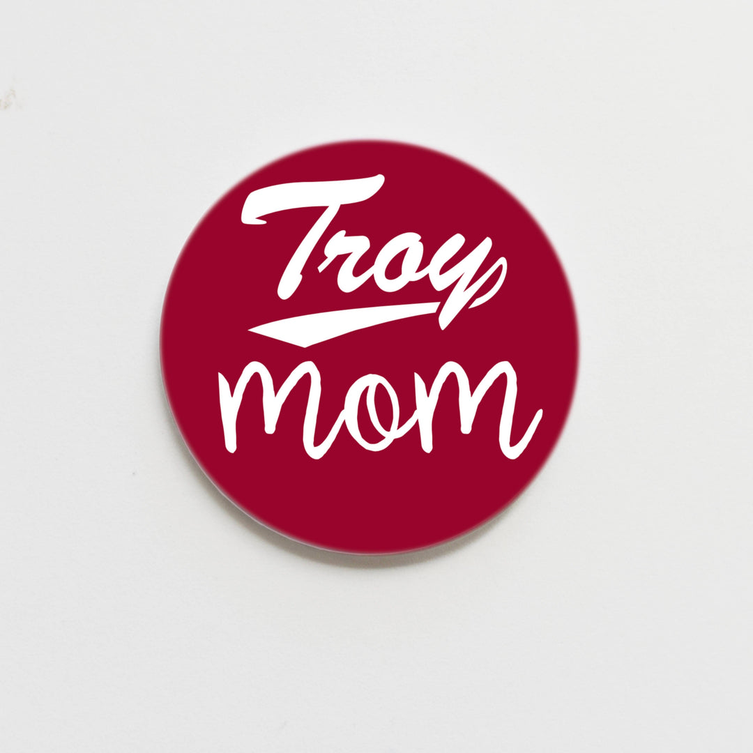 Good Vibez Collegiate - Troy University Mom Button - 2.25 inch