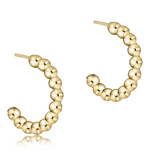 Beaded Classic Post Hoop - 3mm Gold
