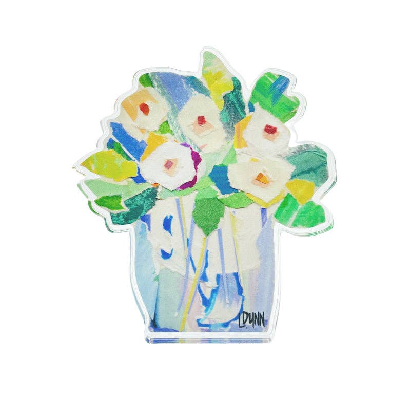 Lauren Dunn White And Blue Full Of Cheer Acrylic Bloom Block