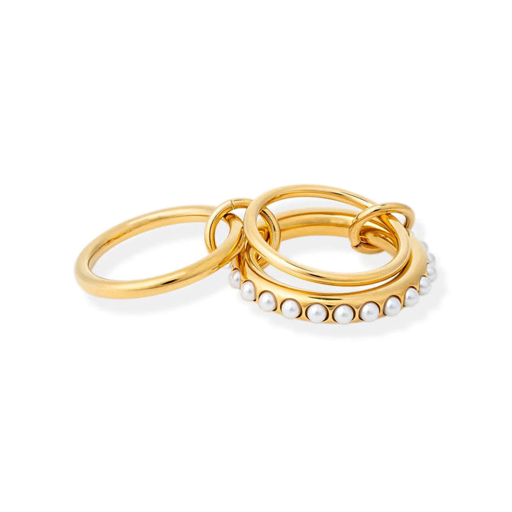 Avery Pearl Stacked Gold Ring