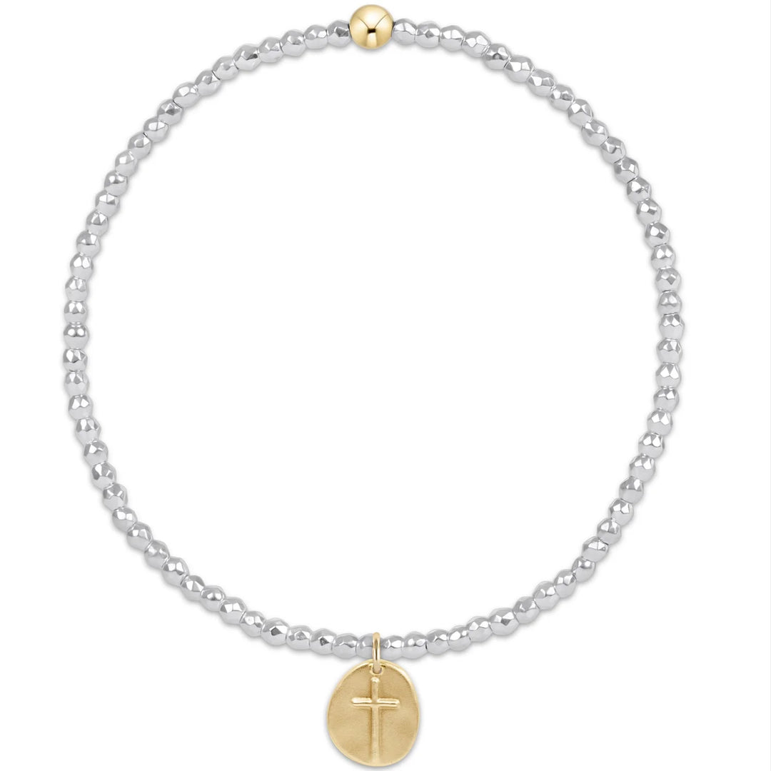 Extends Bright Silver Faceted Hematite 2mm Inspire Small Gold Charm Bracelet